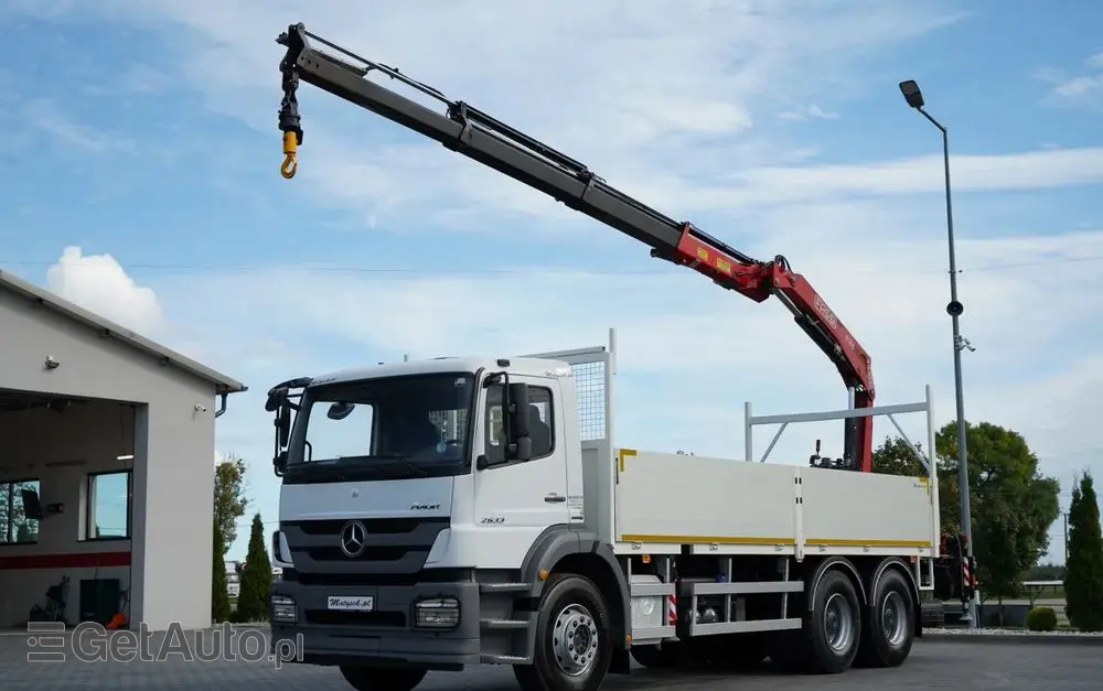 MERCEDES-BENZ / AXOR 2633 / 6X4 / SKRZYNIOWY - 6,55 M / MOCNA PODŁOGA / HDS FASSI F155 / wysów: 10 M / MAX UDŹWIG 6 000 KG / MANUAL  / STEROWANIE RADIOWE / 