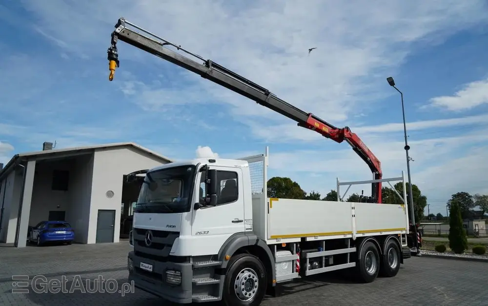MERCEDES-BENZ / AXOR 2633 / 6X4 / SKRZYNIOWY - 6,55 M / MOCNA PODŁOGA / HDS FASSI F155 / wysów: 10 M / MAX UDŹWIG 6 000 KG / MANUAL  / STEROWANIE RADIOWE / 