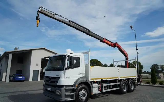 MERCEDES-BENZ / AXOR 2633 / 6X4 / SKRZYNIOWY - 6,55 M / MOCNA PODŁOGA / HDS FASSI F155 / wysów: 10 M / MAX UDŹWIG 6 000 KG / MANUAL  / STEROWANIE RADIOWE / 