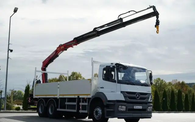 MERCEDES-BENZ / AXOR 2633 / 6X4 / SKRZYNIOWY - 6,55 M / MOCNA PODŁOGA / HDS FASSI F155 / wysów: 10 M / MAX UDŹWIG 6 000 KG / MANUAL  / STEROWANIE RADIOWE / 