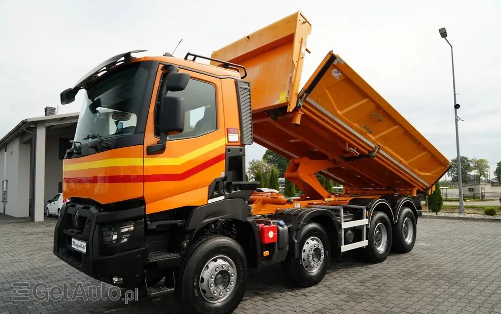 RENAULT K 480 / 8x4 / WYWROTKA DWUSTRONNA / HYDROBURTA / KLAPODRZWI  / SPROWADZONY / PO KONTRAKCIE SERWISOWYM 