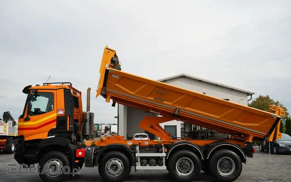 RENAULT K 480 / 8x4 / WYWROTKA DWUSTRONNA / HYDROBURTA / KLAPODRZWI  / SPROWADZONY / PO KONTRAKCIE SERWISOWYM 