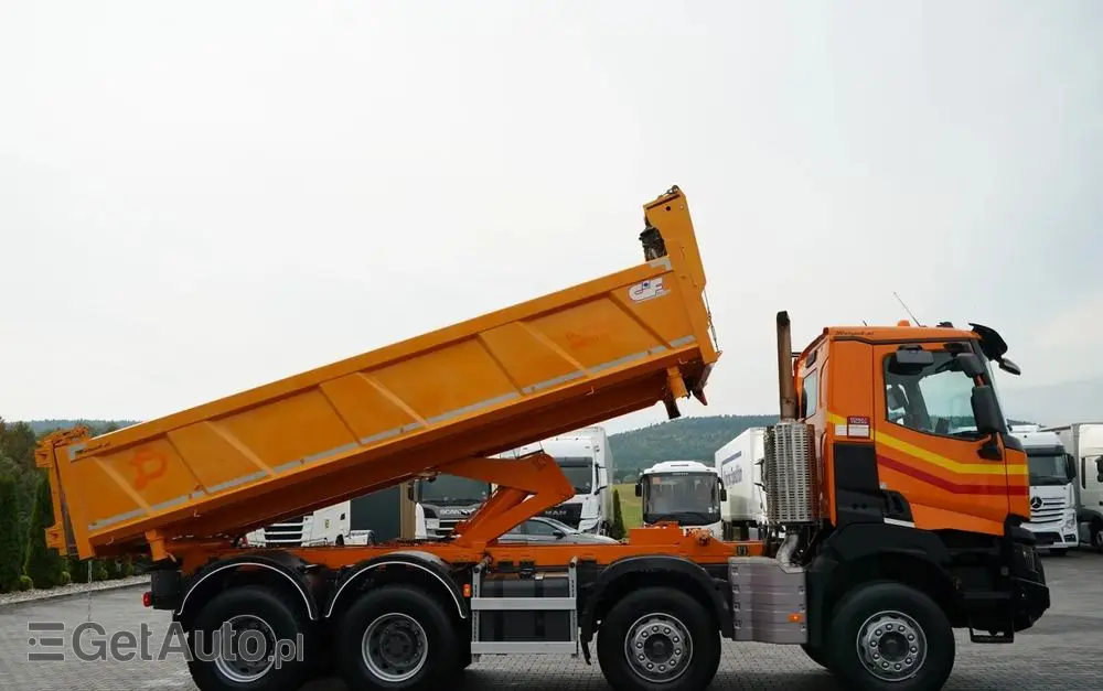 RENAULT K 480 / 8x4 / WYWROTKA DWUSTRONNA / HYDROBURTA / KLAPODRZWI  / SPROWADZONY / PO KONTRAKCIE SERWISOWYM 