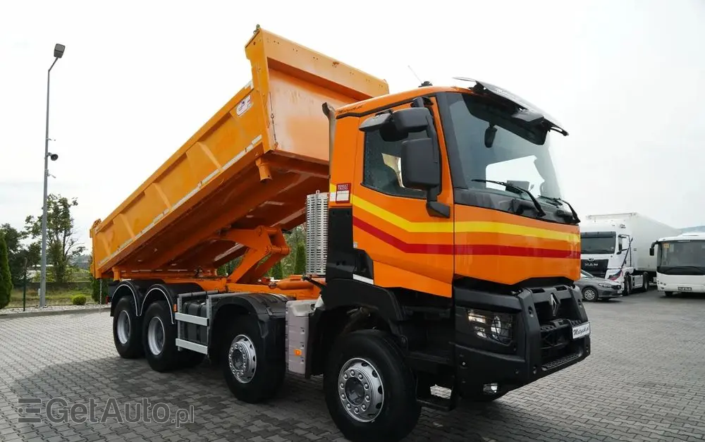 RENAULT K 480 / 8x4 / WYWROTKA DWUSTRONNA / HYDROBURTA / KLAPODRZWI  / SPROWADZONY / PO KONTRAKCIE SERWISOWYM 