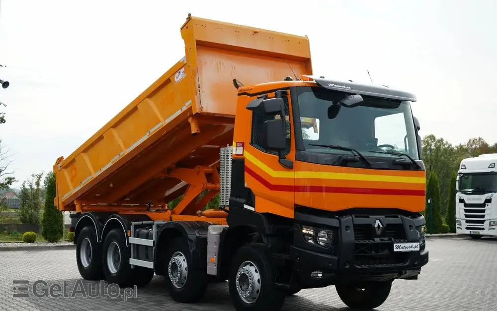 RENAULT K 480 / 8x4 / WYWROTKA DWUSTRONNA / HYDROBURTA / KLAPODRZWI  / SPROWADZONY / PO KONTRAKCIE SERWISOWYM 
