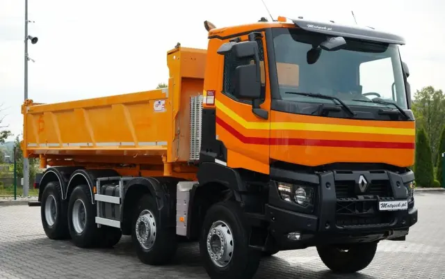 RENAULT K 480 / 8x4 / WYWROTKA DWUSTRONNA / HYDROBURTA / KLAPODRZWI  / SPROWADZONY / PO KONTRAKCIE SERWISOWYM 