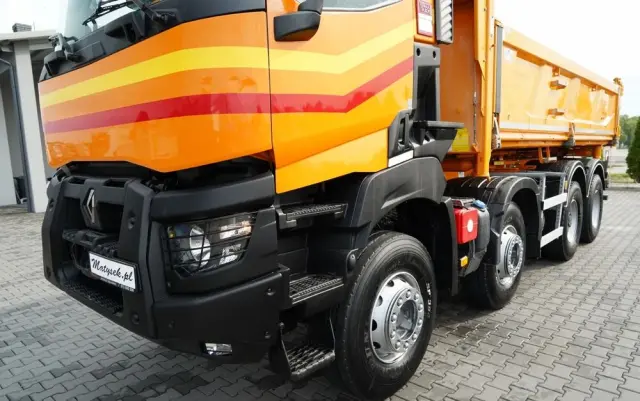 RENAULT K 480 / 8x4 / WYWROTKA DWUSTRONNA / HYDROBURTA / KLAPODRZWI  / SPROWADZONY / PO KONTRAKCIE SERWISOWYM 
