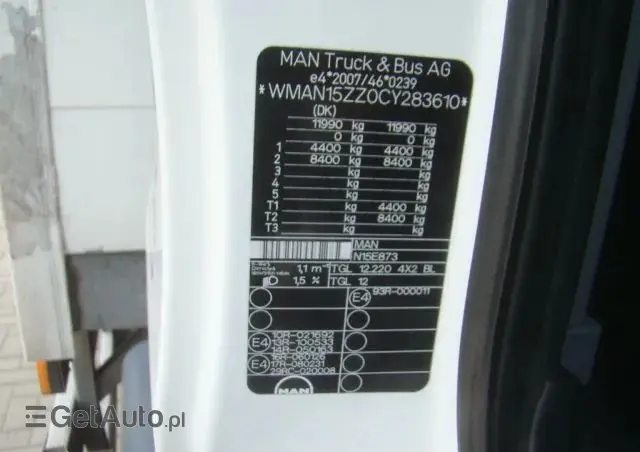 MAN TGL 12-220 8.10M KLIMA WINDA 2000KG 