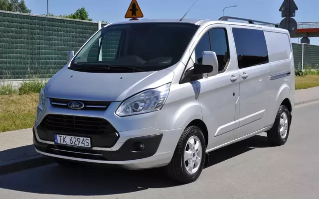FORD TRANSIT CUSTOM 170 KM M6 Limited DCiV 290 L2 5 osobowy Brygadowy Krajowy I Właściciel Serwisowany Drzwi przesuwne z dwóch stron 