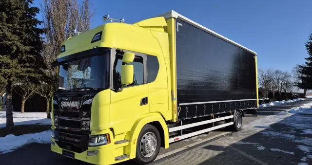 SCANIA SCANIA///G320///2021///RETARDER ///FIRANKA///VECON///18000KG/// DŁUGOŚĆ 8.10///20 EUROPALET// DACH PODNOSZONY///SKÓRY/// WAGA///FULL LED///KLIMA POSTOJOWA///BOGATA WERSJA///PERFEKCYJNY STAN 