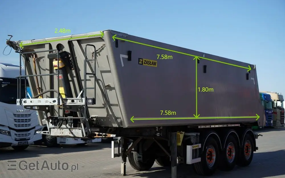 ZASLAW WYWROTKA ALUMINIOWA / 35 m3 / 2x OŚ  PODNOSZONA / OSIE SAF 