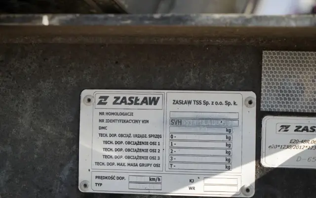 ZASLAW WYWROTKA ALUMINIOWA / 35 m3 / 2x OŚ  PODNOSZONA / OSIE SAF 