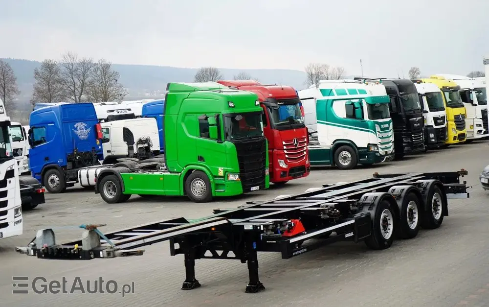 KÖGEL NACZEPA PODKONTENEROWA /  UNIWERSALNA  / ROZSUWANY TYŁ / DO WSZYSTKICH KONTENERÓW 