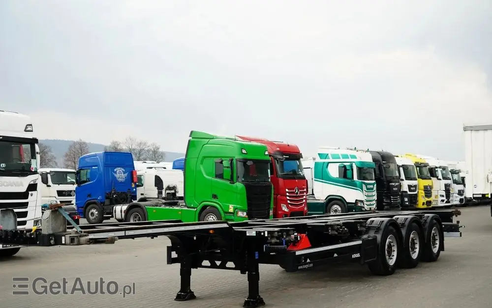 KÖGEL NACZEPA PODKONTENEROWA /  UNIWERSALNA  / ROZSUWANY TYŁ / DO WSZYSTKICH KONTENERÓW 