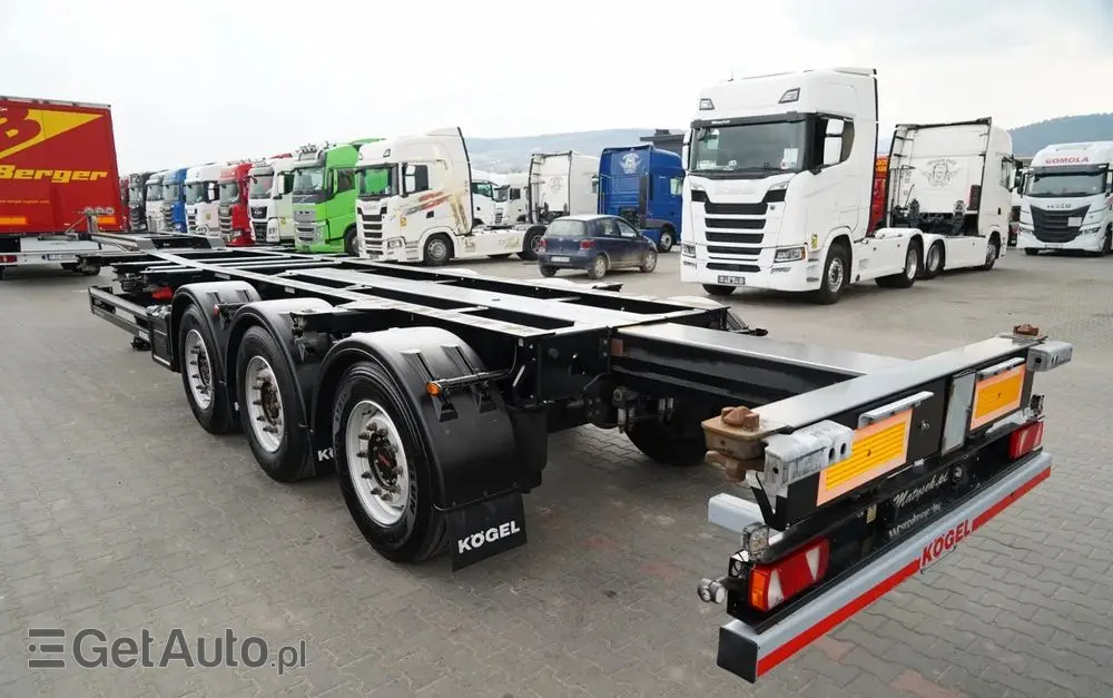 KÖGEL NACZEPA PODKONTENEROWA /  UNIWERSALNA  / ROZSUWANY TYŁ / DO WSZYSTKICH KONTENERÓW 