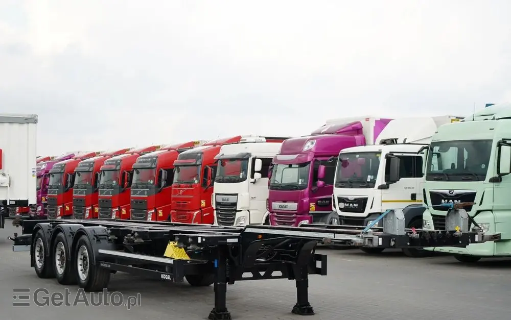 KÖGEL NACZEPA PODKONTENEROWA /  UNIWERSALNA  / ROZSUWANY TYŁ / DO WSZYSTKICH KONTENERÓW 