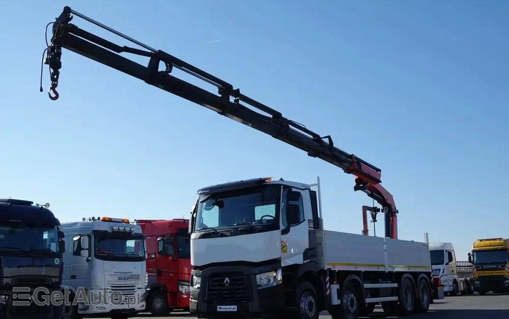 RENAULT C 430 / 8x4 / SKRZYNIOWY 7 M + HDS PALFINGER 33002 -wysów: 14,5 M / UDŹWIG 9800 KG / STEROWANIE RADIOWE / ROTATOR / EURO 6 