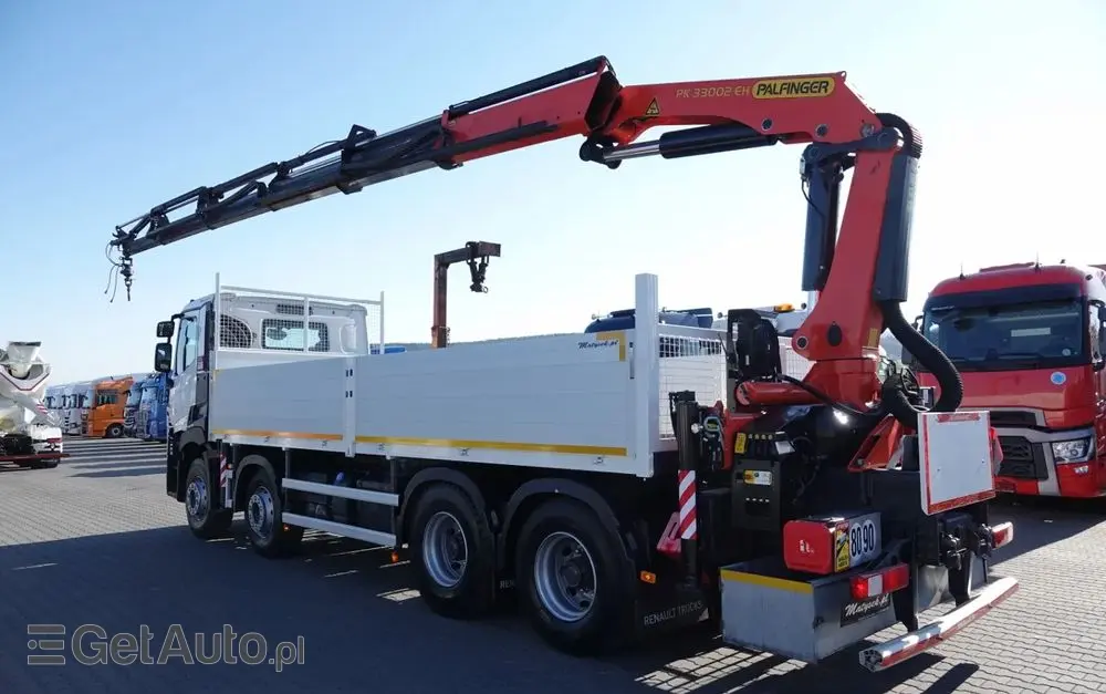 RENAULT C 430 / 8x4 / SKRZYNIOWY 7 M + HDS PALFINGER 33002 -wysów: 14,5 M / UDŹWIG 9800 KG / STEROWANIE RADIOWE / ROTATOR / EURO 6 
