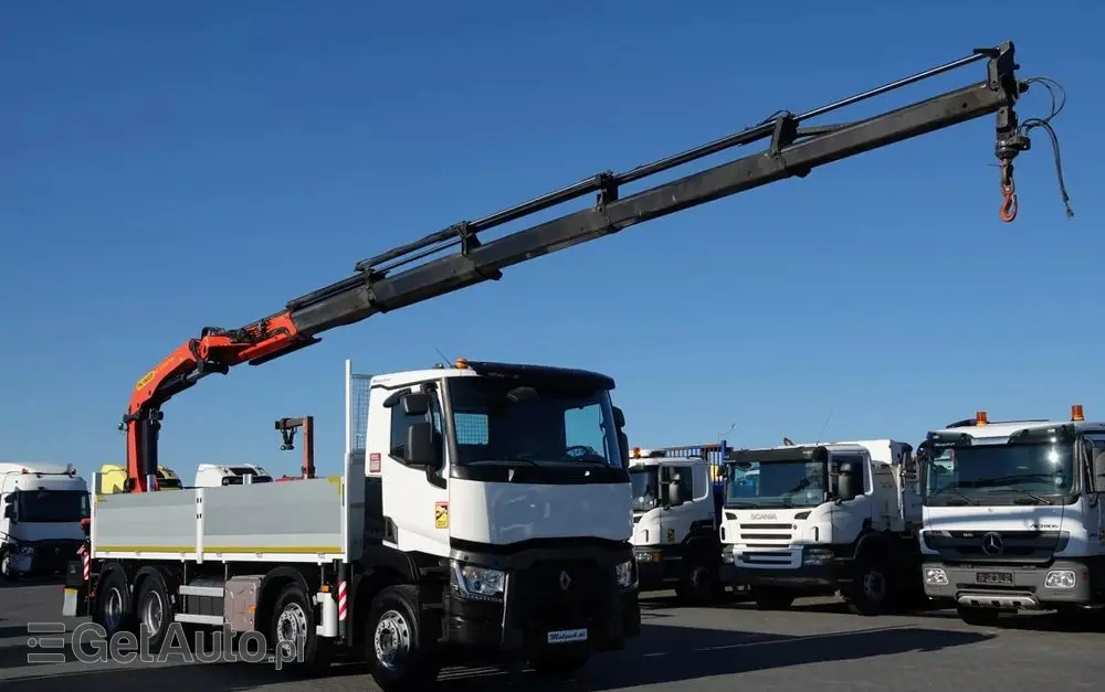 RENAULT C 430 / 8x4 / SKRZYNIOWY 7 M + HDS PALFINGER 33002 -wysów: 14,5 M / UDŹWIG 9800 KG / STEROWANIE RADIOWE / ROTATOR / EURO 6 