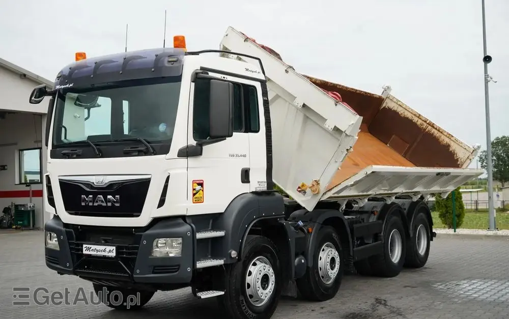 MAN TGS 35.440 / 8X4 / WYWROTKA 2 STR. / HYDROBURTA / BORDMATIC / ZABUDOWA MEILLER KIPPER 