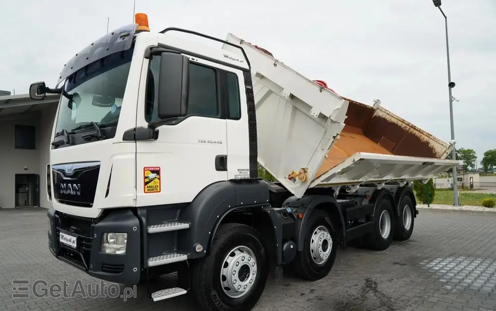 MAN TGS 35.440 / 8X4 / WYWROTKA 2 STR. / HYDROBURTA / BORDMATIC / ZABUDOWA MEILLER KIPPER 