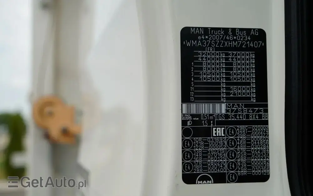 MAN TGS 35.440 / 8X4 / WYWROTKA 2 STR. / HYDROBURTA / BORDMATIC / ZABUDOWA MEILLER KIPPER 