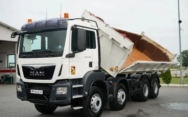 MAN TGS 35.440 / 8X4 / WYWROTKA 2 STR. / HYDROBURTA / BORDMATIC / ZABUDOWA MEILLER KIPPER 