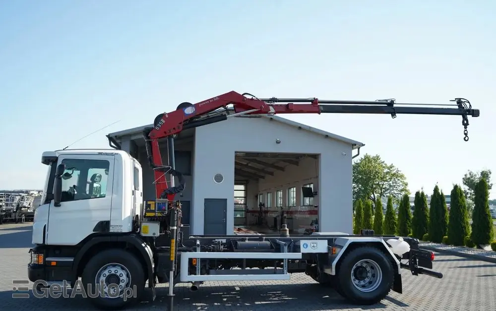 SCANIA P 280 / 4X2 / SIŁOWNIK DO WYWROTU / + HDS HMF 635 / UDŹWIG 1 500 KG / MAX WYSÓW 7 M / STEROWANIE RADIOWE / EURO 6 