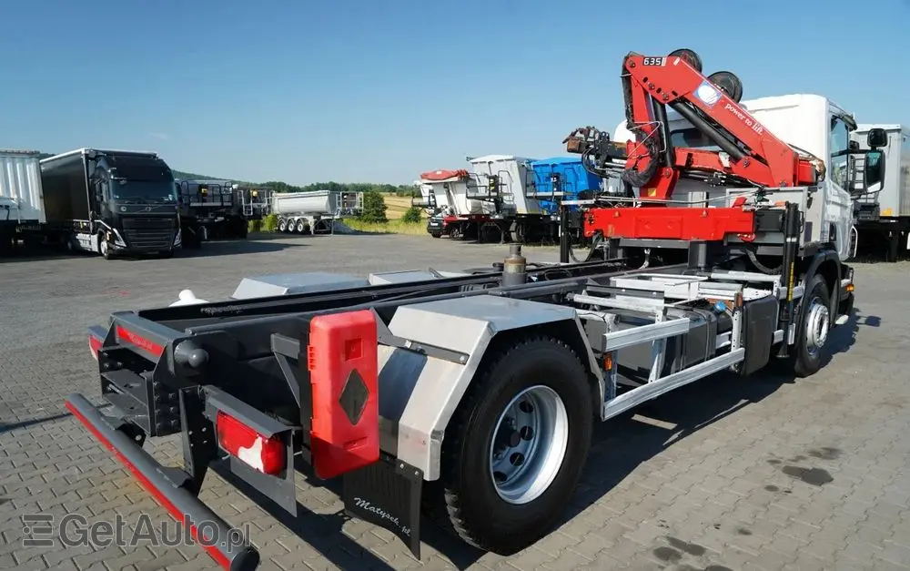SCANIA P 280 / 4X2 / SIŁOWNIK DO WYWROTU / + HDS HMF 635 / UDŹWIG 1 500 KG / MAX WYSÓW 7 M / STEROWANIE RADIOWE / EURO 6 