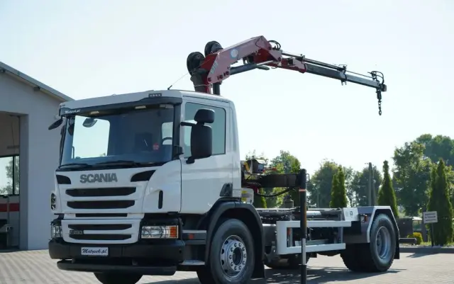 SCANIA P 280 / 4X2 / SIŁOWNIK DO WYWROTU / + HDS HMF 635 / UDŹWIG 1 500 KG / MAX WYSÓW 7 M / STEROWANIE RADIOWE / EURO 6 