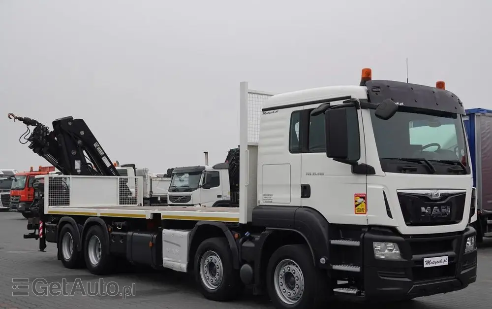 MAN MAN TGS 35.480 / 8x4 / HDS HIAB 288 EP-5 wysów : 12.7 M / SKRZYNIOWY - 7,4 M / UDŹWIG : 9400 KG / EURO 6 / STEROWANIE RADIOWE 