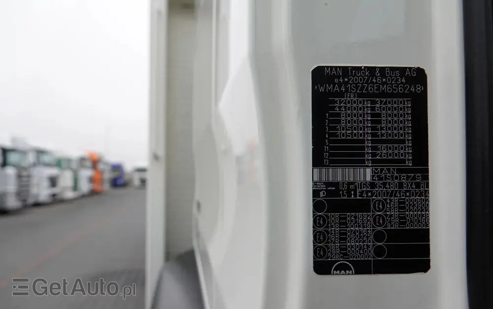 MAN MAN TGS 35.480 / 8x4 / HDS HIAB 288 EP-5 wysów : 12.7 M / SKRZYNIOWY - 7,4 M / UDŹWIG : 9400 KG / EURO 6 / STEROWANIE RADIOWE 