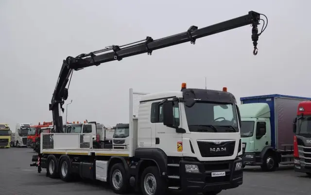 MAN MAN TGS 35.480 / 8x4 / HDS HIAB 288 EP-5 wysów : 12.7 M / SKRZYNIOWY - 7,4 M / UDŹWIG : 9400 KG / EURO 6 / STEROWANIE RADIOWE 
