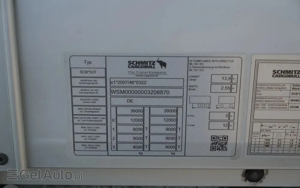 SCHMITZ CARGOBULL IRANKA / JOLODA / TRAILERLODA /  VARIOS / 385/55 R22,5 /  DACH PODNOSZONY 