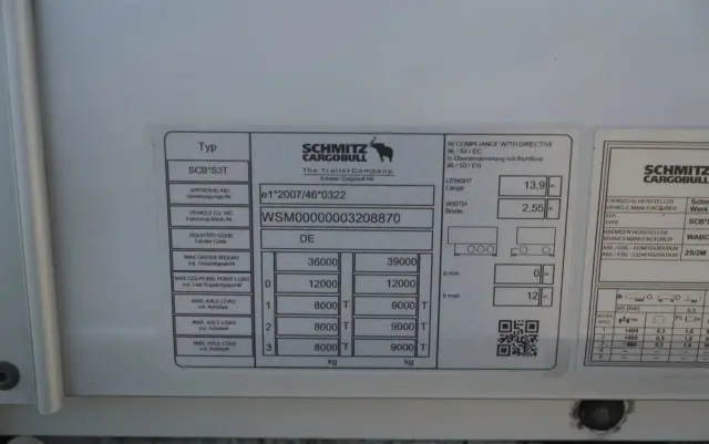 SCHMITZ CARGOBULL IRANKA / JOLODA / TRAILERLODA /  VARIOS / 385/55 R22,5 /  DACH PODNOSZONY 