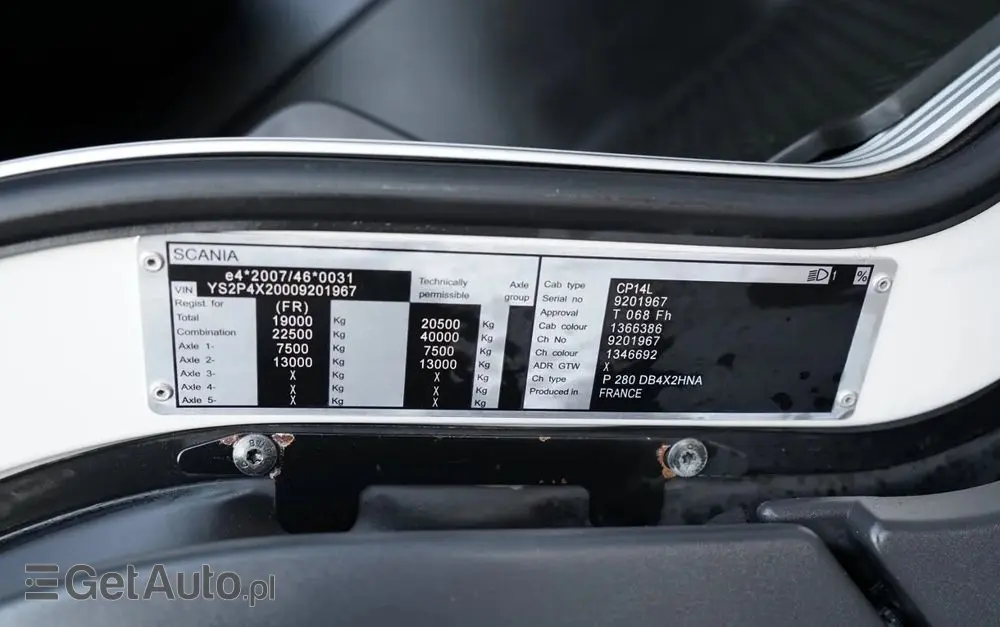 SCANIA P 280 / 4X2 / RAMA - 4,9 M / + HDS HMF 635 / UDŹWIG 1 500 KG / MAX WYSÓW 6,9 M / CHWYTAK / 