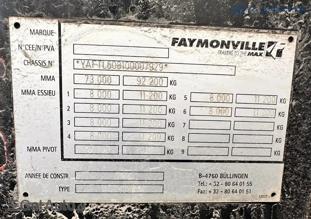 FAYMONVILLE FAYMONVILLE STZ-6WAU – 6 OSI – 92,2T DMC –  ROZCIĄG - 4 OSIE SKRĘTNE - HYDRAULICZNE NAJAZDY – ZAGŁĘBIENIE NA ŁYŻKĘ OD KOPARKI - STAN IDEALNY! 