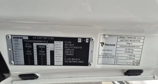 SCANIA SCANIA///G280///2020///EURO6/// 18000 KG///9 METRÓW///22 EUROPALETY///FIRANKA///DACH PODNOSZONY///WAGA///NOWE  OPONY///STAN BARDZO DOBRY 