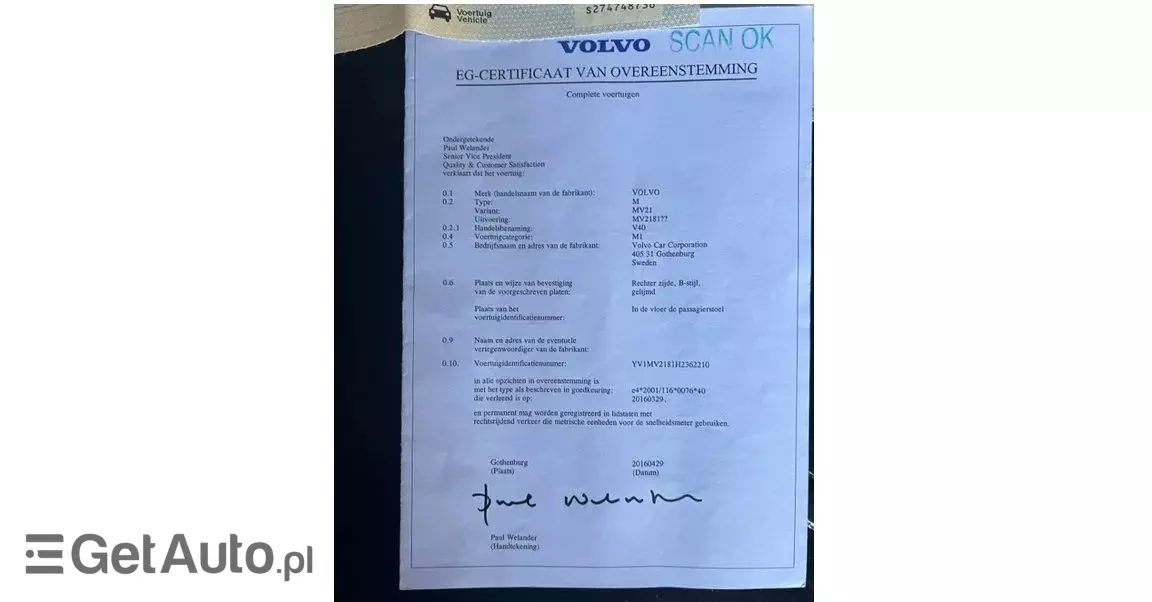 VOLVO V40 T2 Kinetic