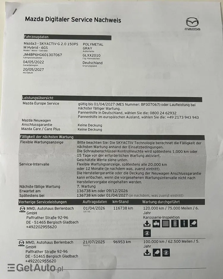 MAZDA 3 E-SKYACTIV-G 2.0 M HYBRID 150 HOMURA