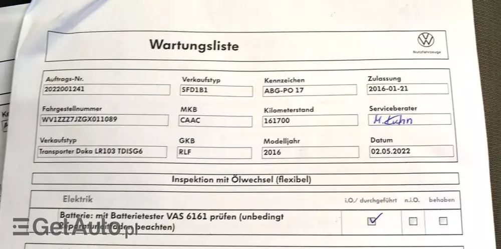 VOLKSWAGEN TRANSPORTER T6 DOKA 