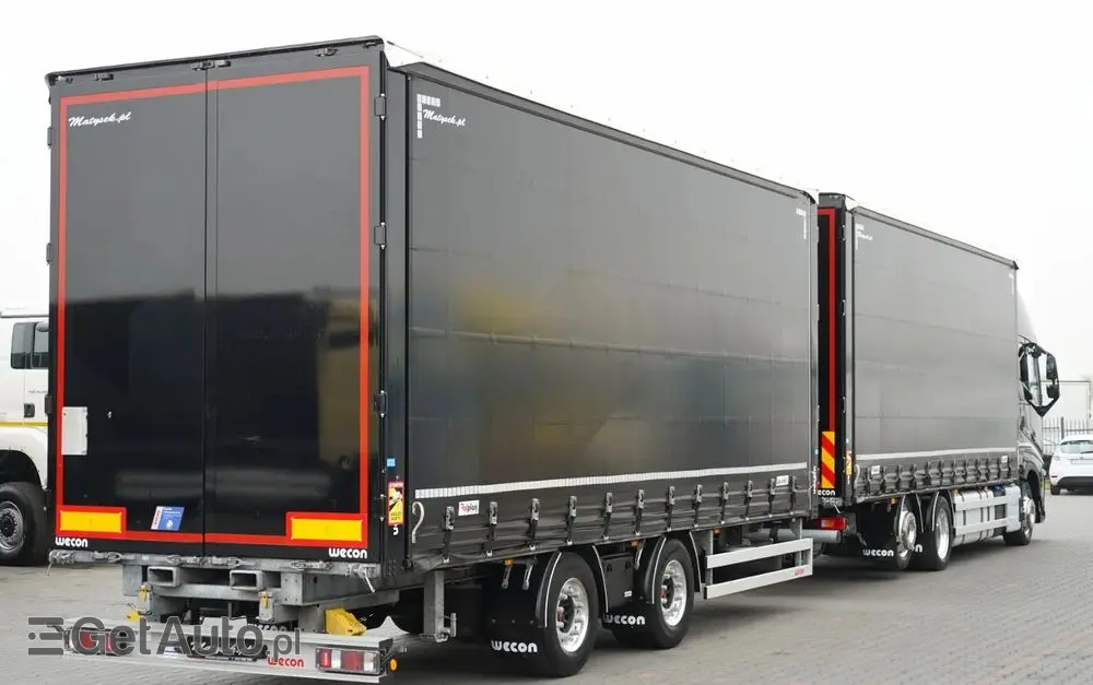 VOLVO FH 500 / XXL / ZESTAW TANDEM PRZEJAZDOWY 120 M3 / 2024 / I-PARK COOL / ZAWIESIE DOKI DO WÓZKA / OŚ PODNOSZONA / ALUFELGI / PRZYCZEPA WECON / PO KONTRAKCIE SERWISOWYM 