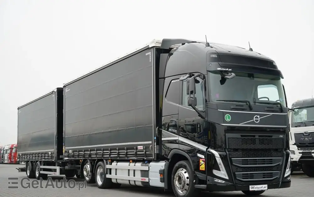VOLVO FH 500 / XXL / ZESTAW TANDEM PRZEJAZDOWY 120 M3 / 2024 / I-PARK COOL / ZAWIESIE DOKI DO WÓZKA / OŚ PODNOSZONA / ALUFELGI / PRZYCZEPA WECON / PO KONTRAKCIE SERWISOWYM 