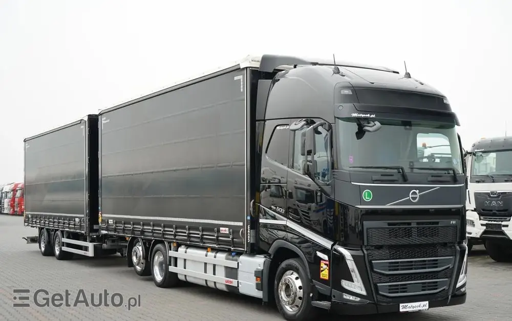 VOLVO FH 500 / XXL / ZESTAW TANDEM PRZEJAZDOWY 120 M3 / 2024 / I-PARK COOL / ZAWIESIE DOKI DO WÓZKA / OŚ PODNOSZONA / ALUFELGI / PRZYCZEPA WECON / PO KONTRAKCIE SERWISOWYM 