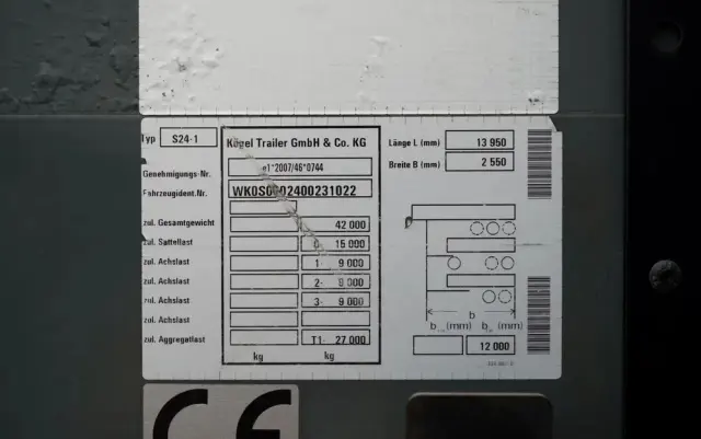 KÖGEL FIRANKA / STANDARD / WINDA 2 000 kg  / KOSZ NA PALETY / OŚ PODONOSZONA / SAF 