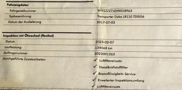 VOLKSWAGEN TRANSPORTER T6 DOKA JAK NOWY 