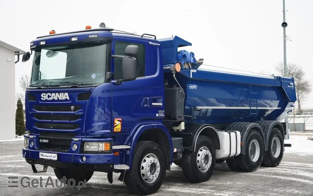 SCANIA G 490 / 8x4 / WYWROTKA TYLNOZSYPOWA /  HYDROKLAPA / PLANDEKA AUTOMATYCZNA / MANUAL / EURO 6 