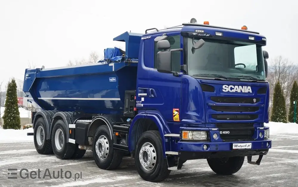 SCANIA G 490 / 8x4 / WYWROTKA TYLNOZSYPOWA /  HYDROKLAPA / PLANDEKA AUTOMATYCZNA / MANUAL / EURO 6 