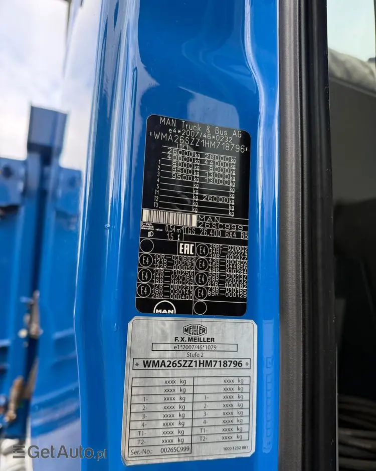 MAN 26.400 TGS wywrotka 6x4, 3-str. MEILLER, BORDMATIC, 270 t.km., MANUAL! 