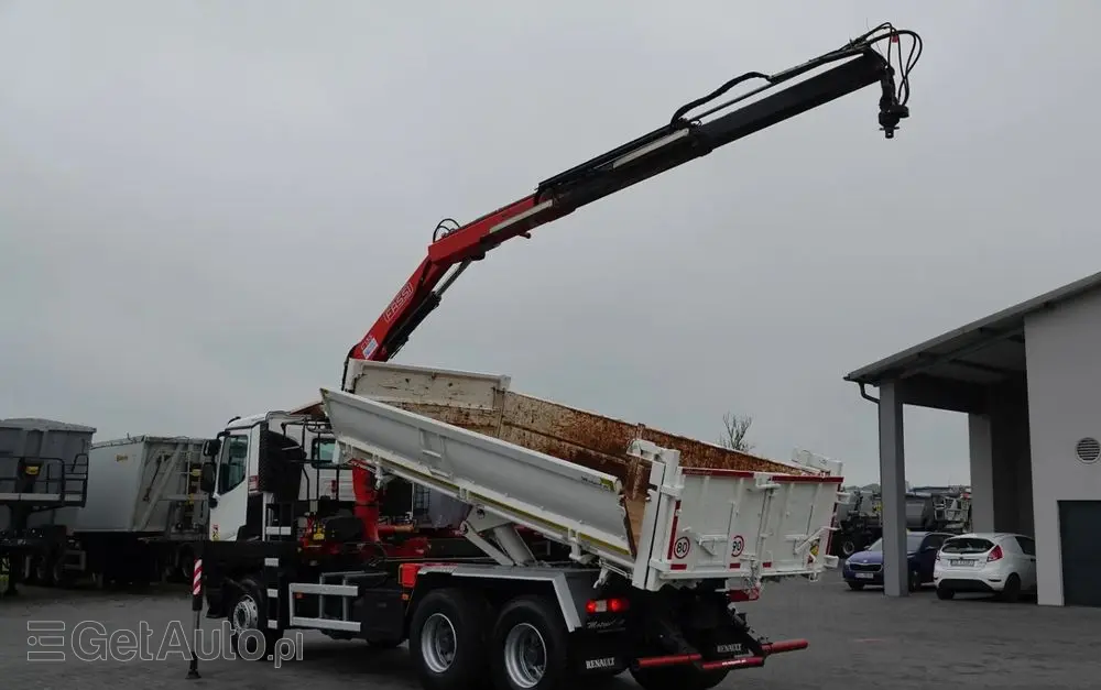 RENAULT C 380 / 6x4 / WYWROTKA 3 STRONNA  + HDS FASSI F135 / HYDROBURTA / EURO 6 / STEROWANIE RADIOWE / ROTATOR / BORDMATIC 